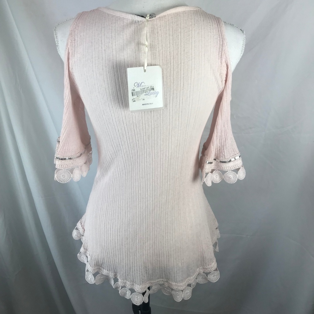 Maya Lucky Womens Open Shoulder Shirt Pink Sm - Picture 4 of 6